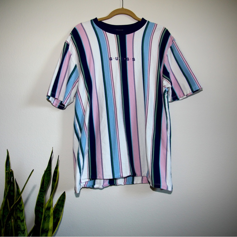 GUESS Pastel Stripe Logo T-Shirt